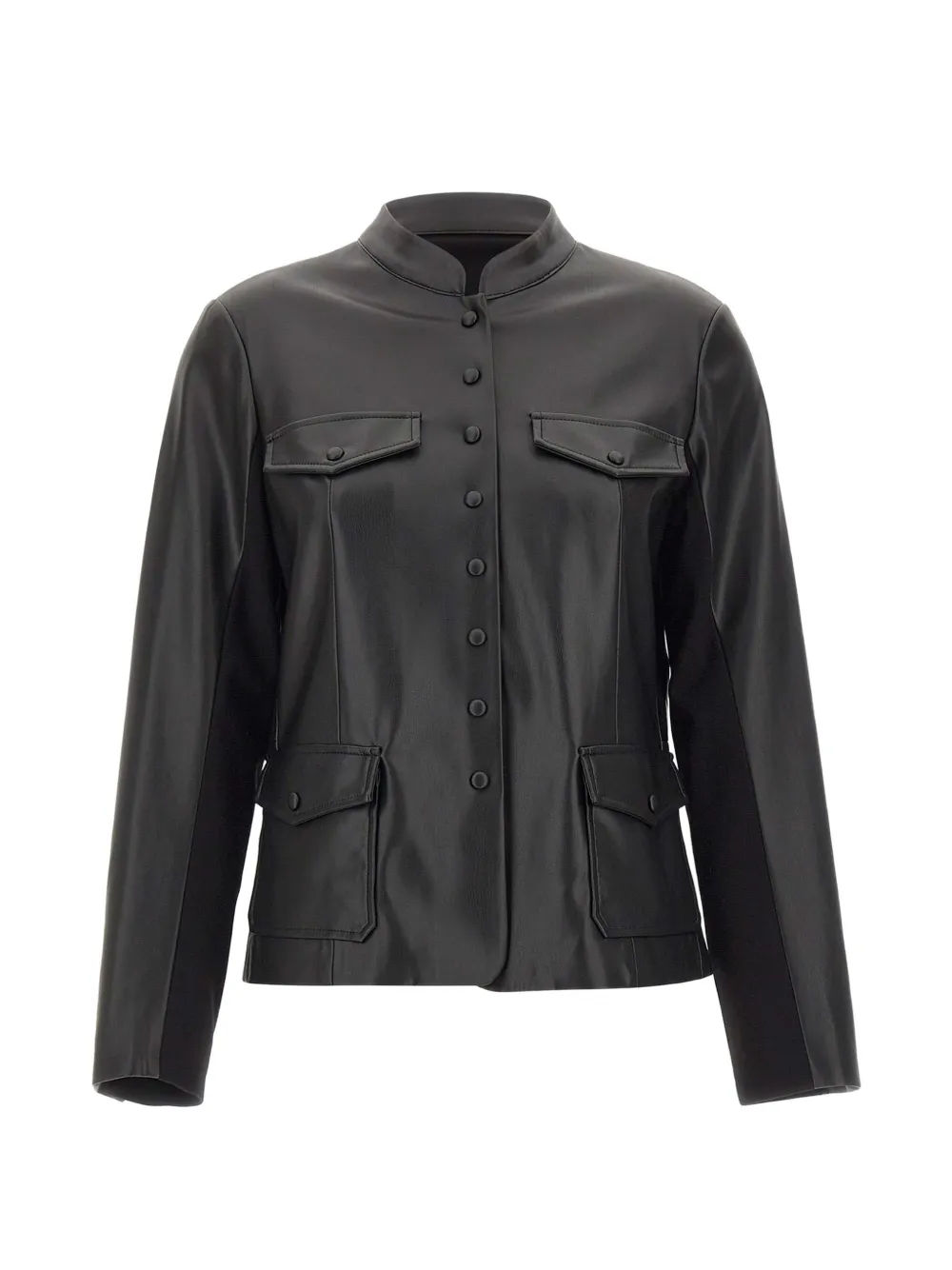 ELENA MIRÒ faux-leather panelled jacket - Nero