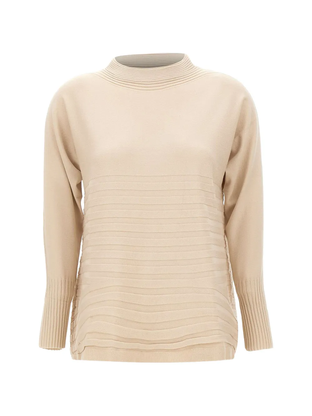 ELENA MIRÒ long-sleeve textured-knit sweater - Nude