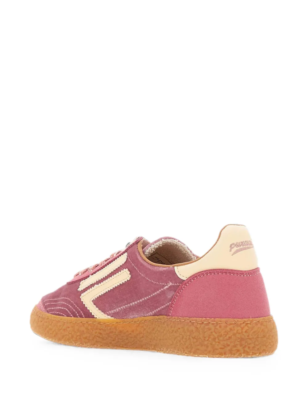 Puraai velvet-effect panelled sneakers Roze