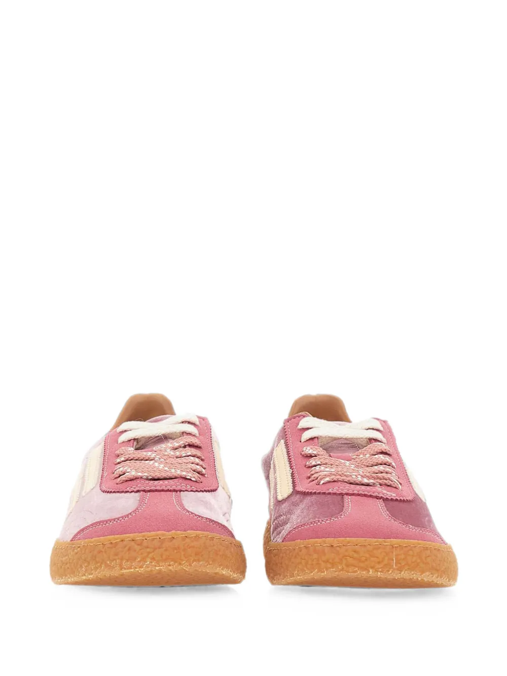 Puraai velvet-effect panelled sneakers Roze