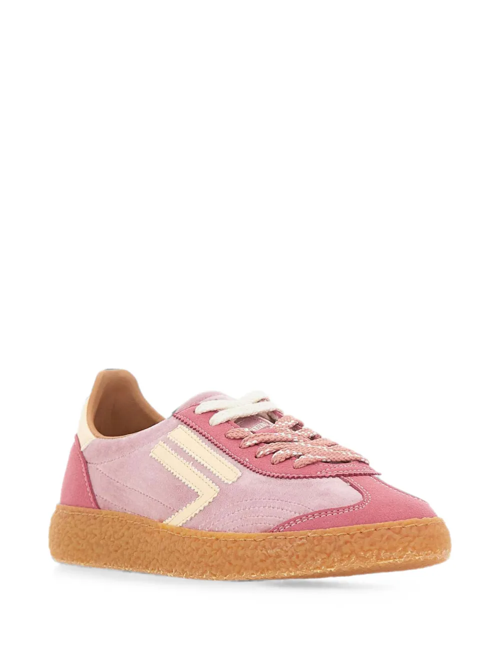 Puraai velvet-effect panelled sneakers Roze