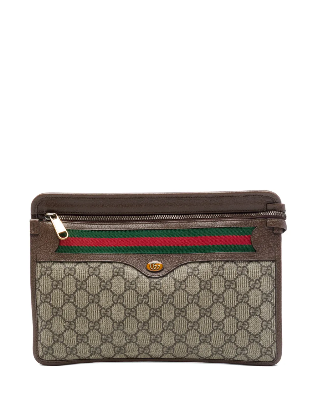 Gucci Pre-Owned 2016-2026 GG Supreme Web Ophidia clutch bag - Nude