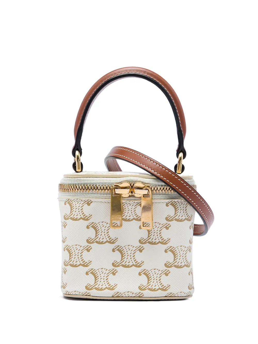 Celine Pre-Owned 2023 Mini Triomphe Coated Canvas Vanity Case satchel - Weiß