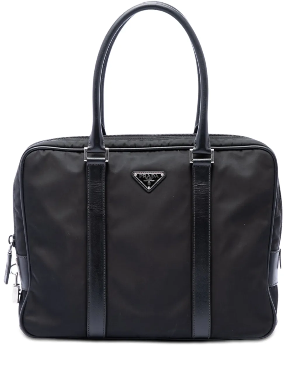 Prada Pre-Owned 2013-2026 Saffiano Trimmed Tessuto business bag - Schwarz