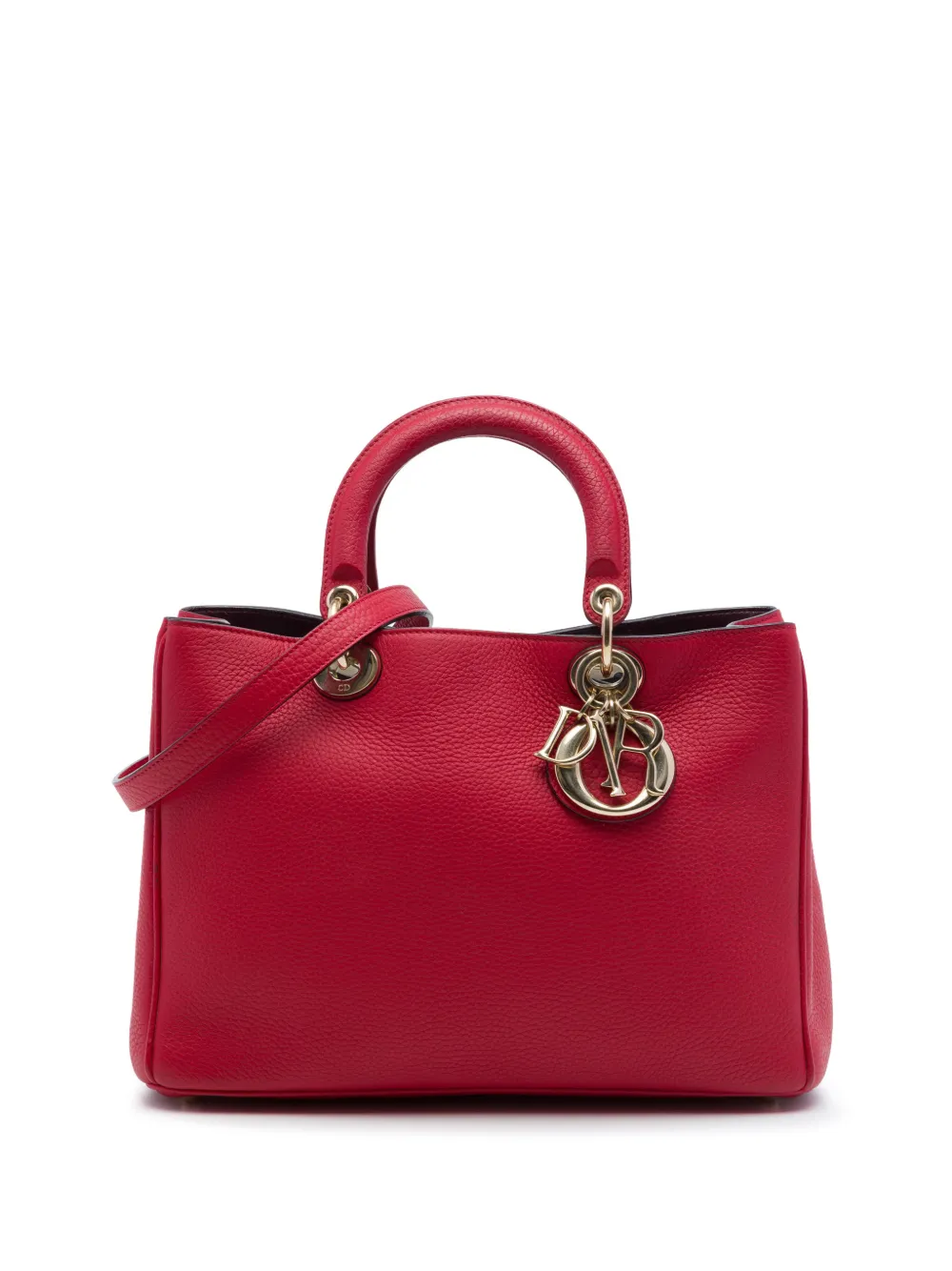 Christian Dior Pre-Owned 2013 Medium Pebbled Calfskin Diorissimo satchel - Rosso
