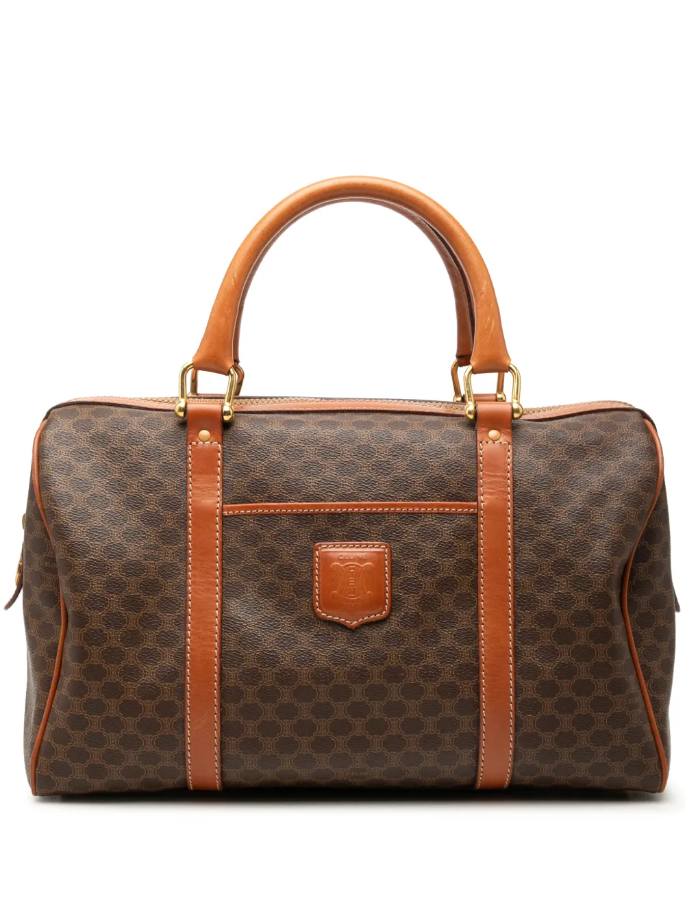 Celine Pre-Owned 2008 Macadam Coated Canvas boston bag - Braun