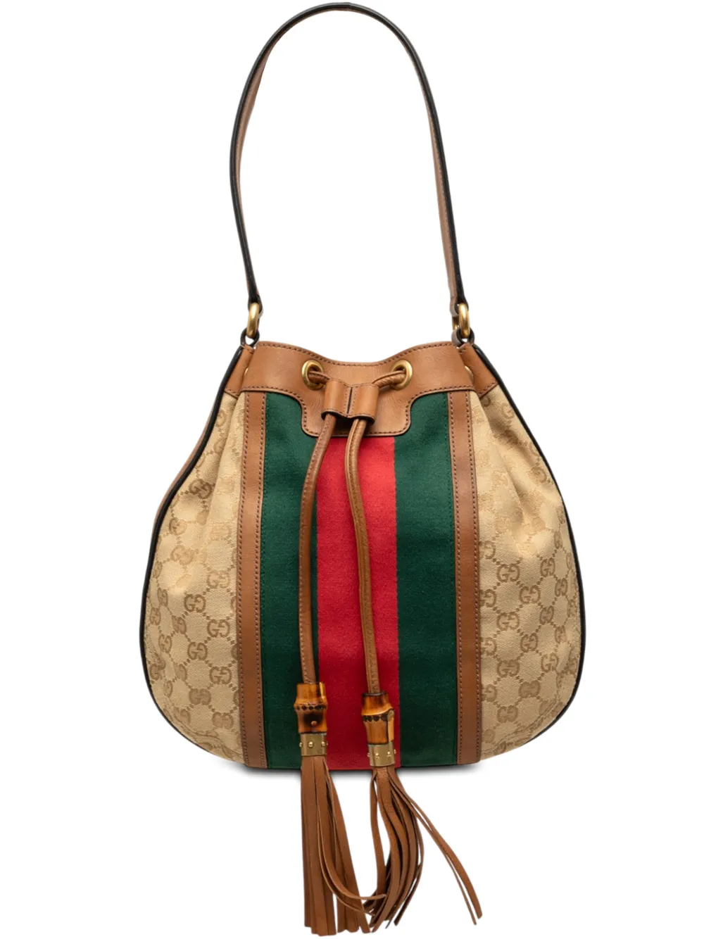 Gucci Pre-Owned 2000-2015 GG Canvas Web Rania Drawstring hobo bag - Toni neutri