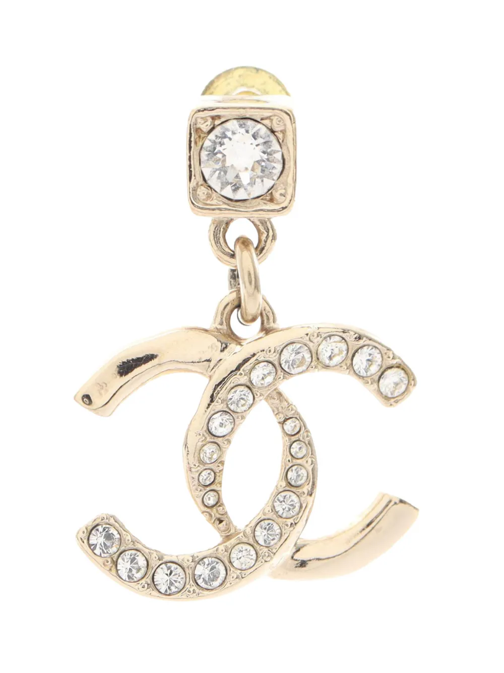 CHANEL Pre-Owned 2024 CC Gold Plated Strass Drop Push Back Earring costume earrings - Oro