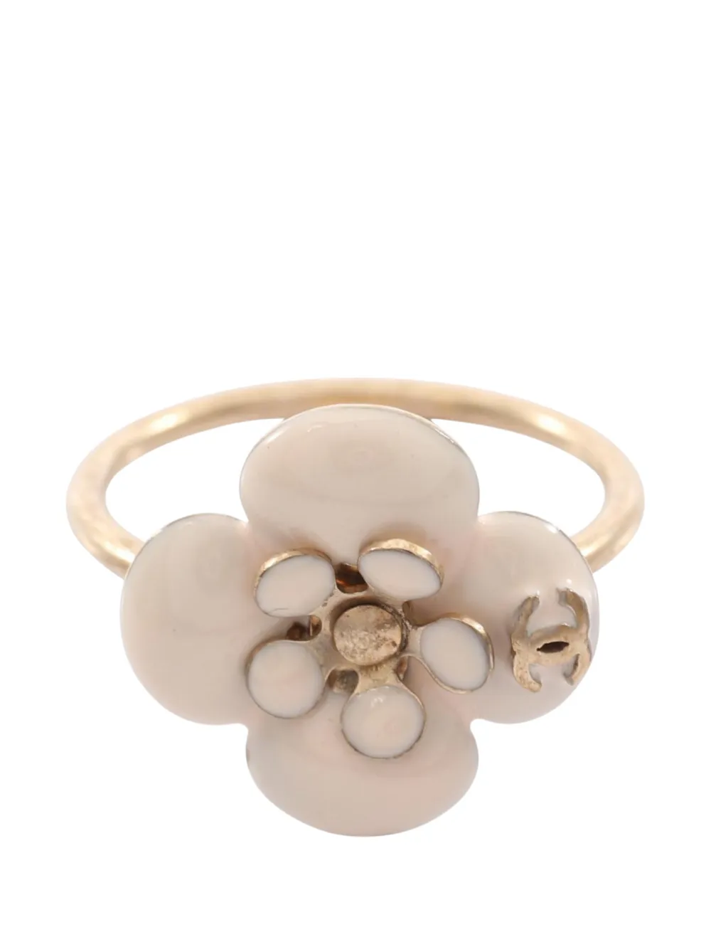 CHANEL Pre-Owned 2010 CC Gold Plated and Enamel Flower Ring costume ring - Oro