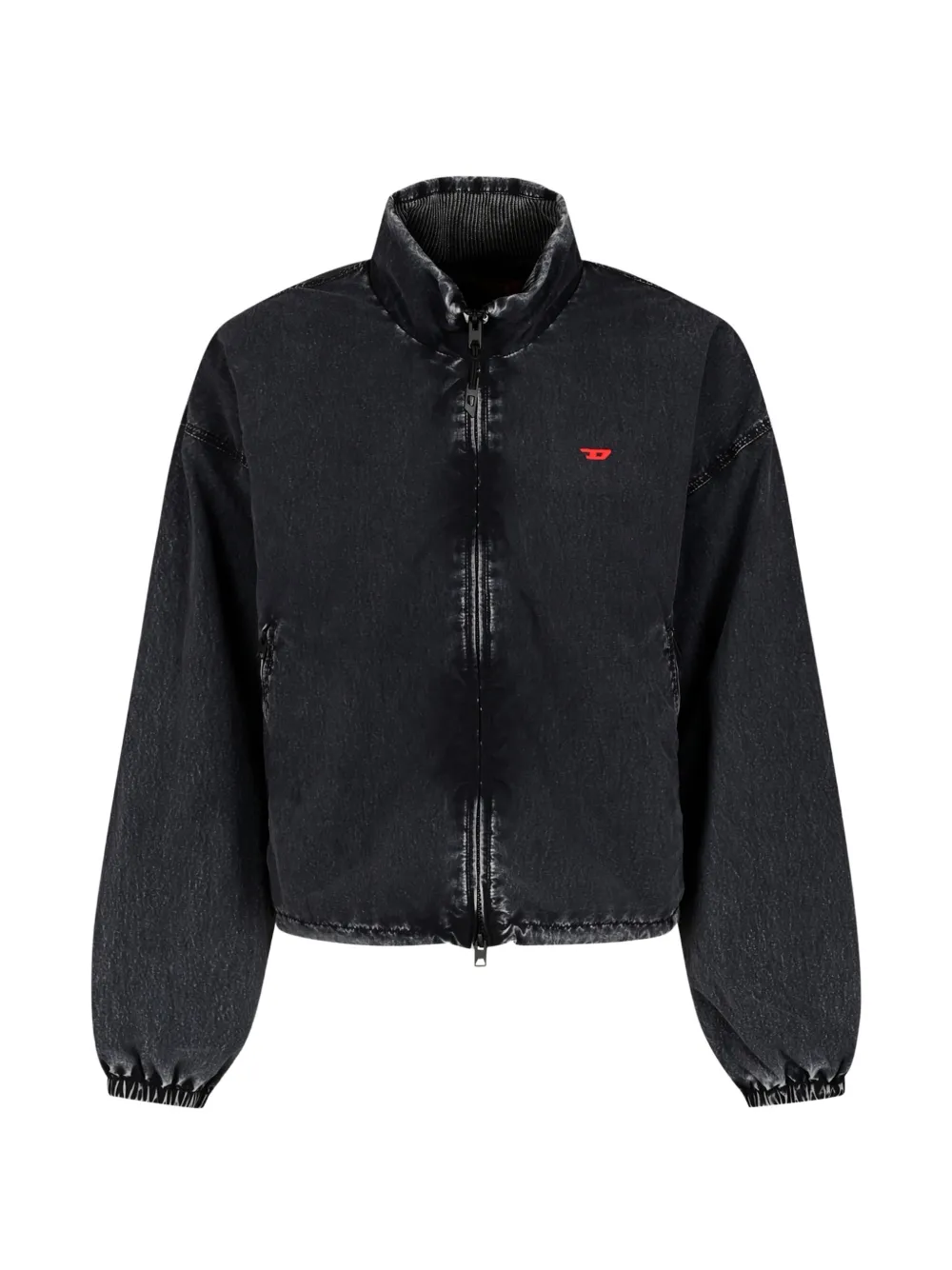 Diesel windbreaker jacket in acid-wash Taslan - Blau