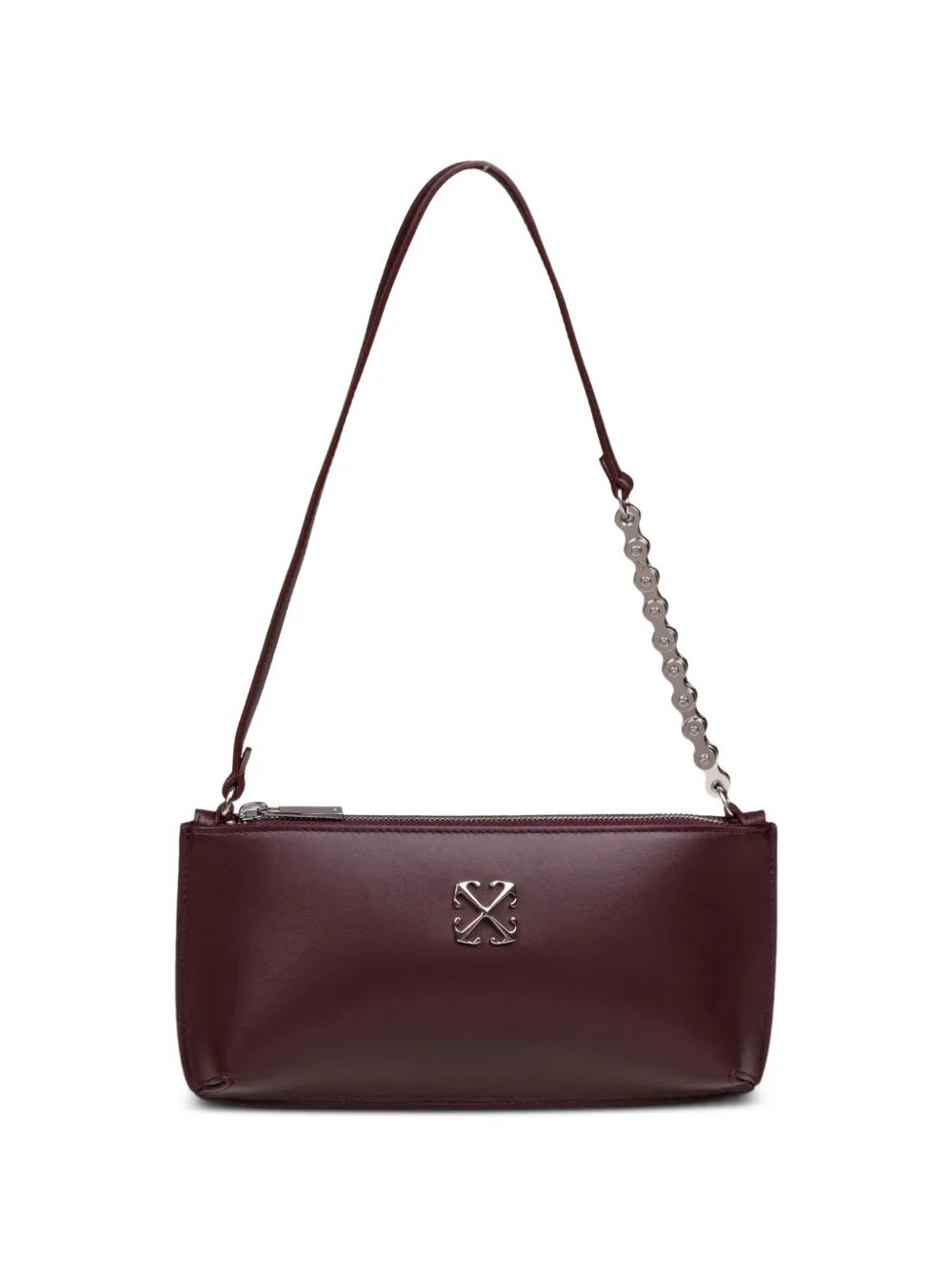 Off-White Jitney flat leather shoulder bag - Rot