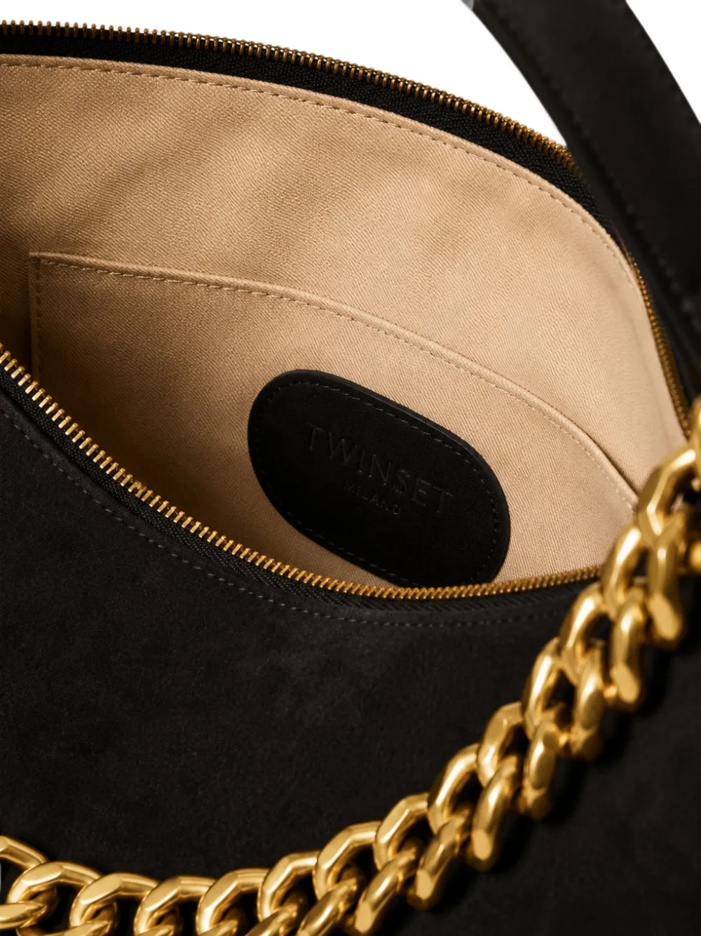TWINSET Medium Liliane suède tas Zwart