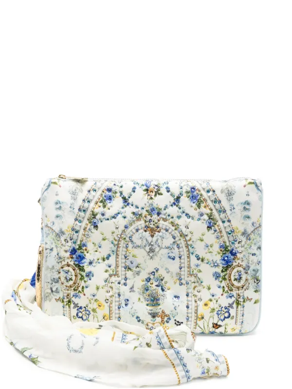 Camilla Ring Scarf Clutch Bag in White