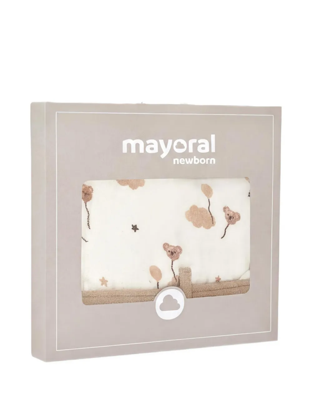 Mayoral Badjas met capuchon en grafische print Beige