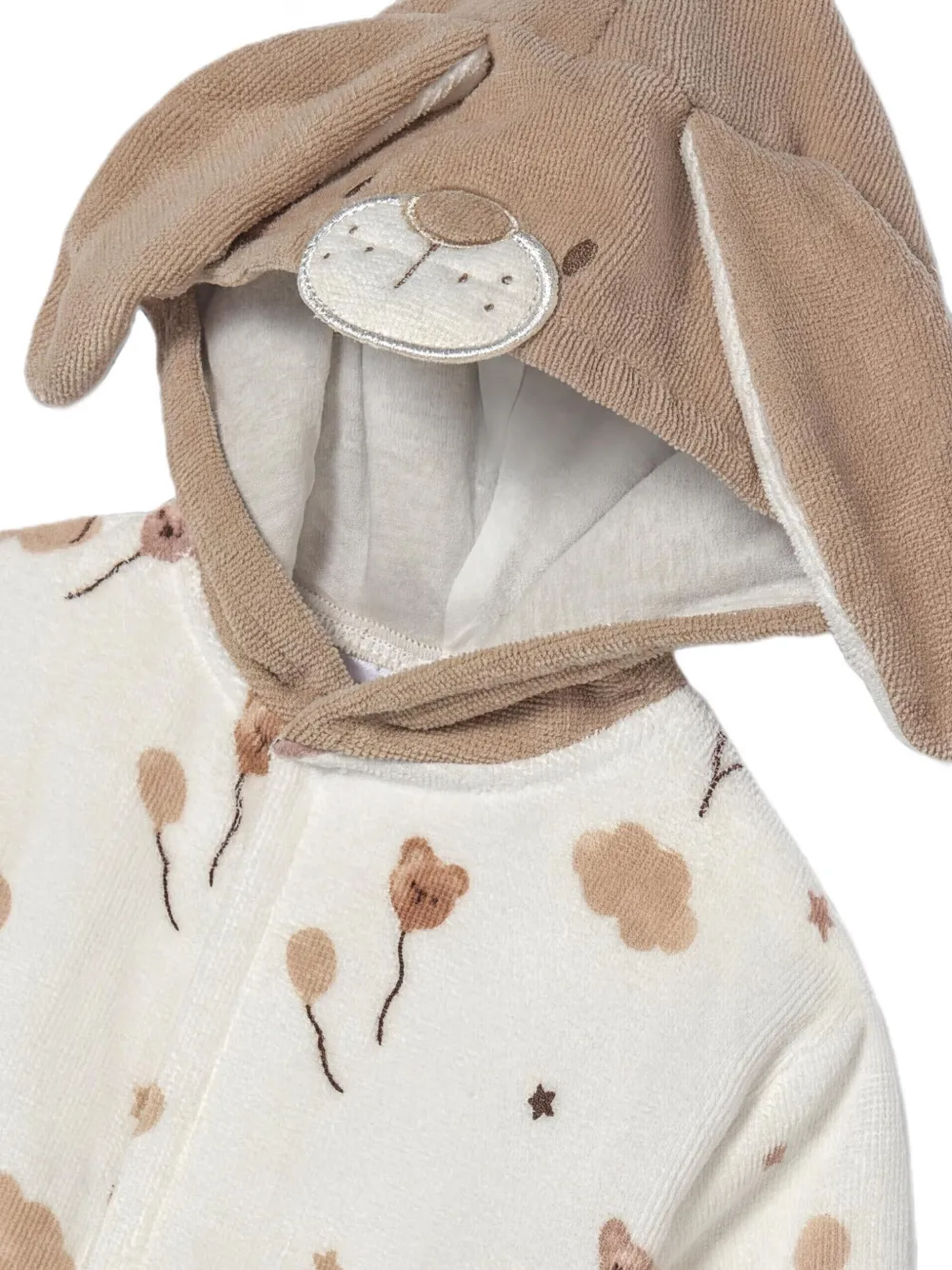 Mayoral Badjas met capuchon en grafische print Beige