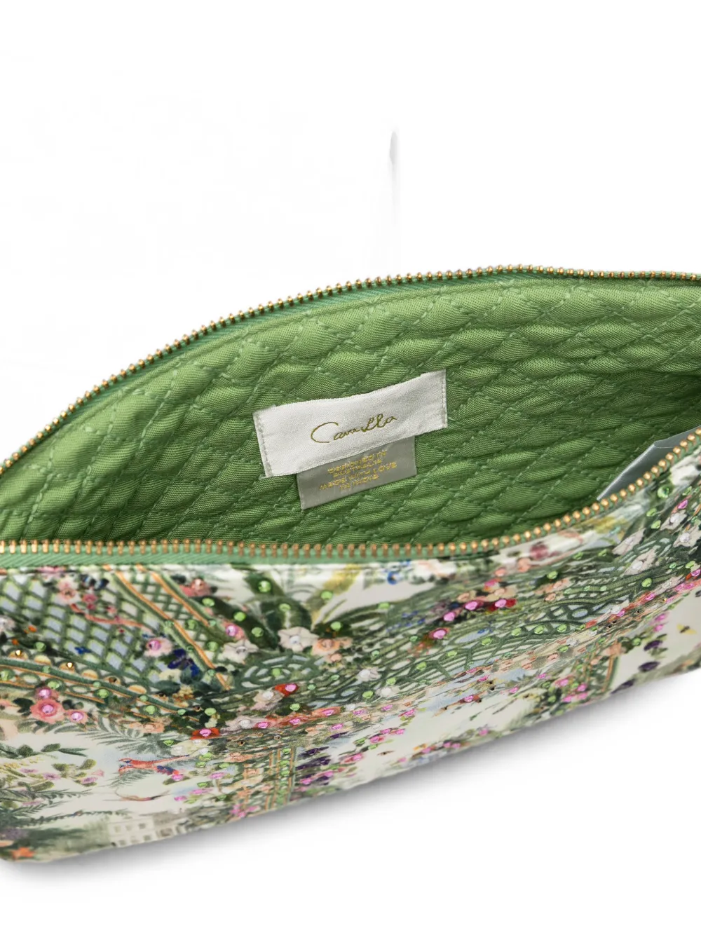 Camilla Scarf zijden clutch met bloemenprint en sjaal Groen