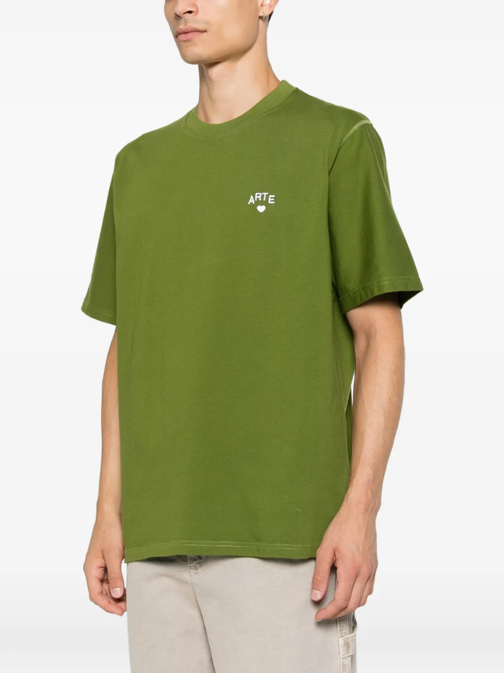 Arte Antwerp T-shirt met geborduurd logo Groen