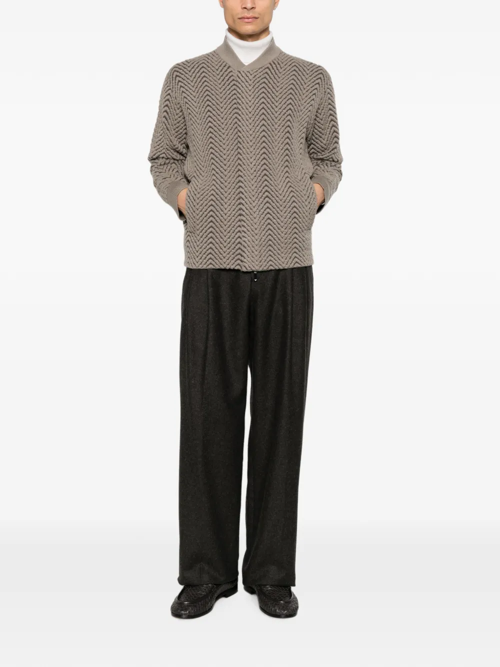 Emporio Armani Plooibroek met wijde pijpen Bruin