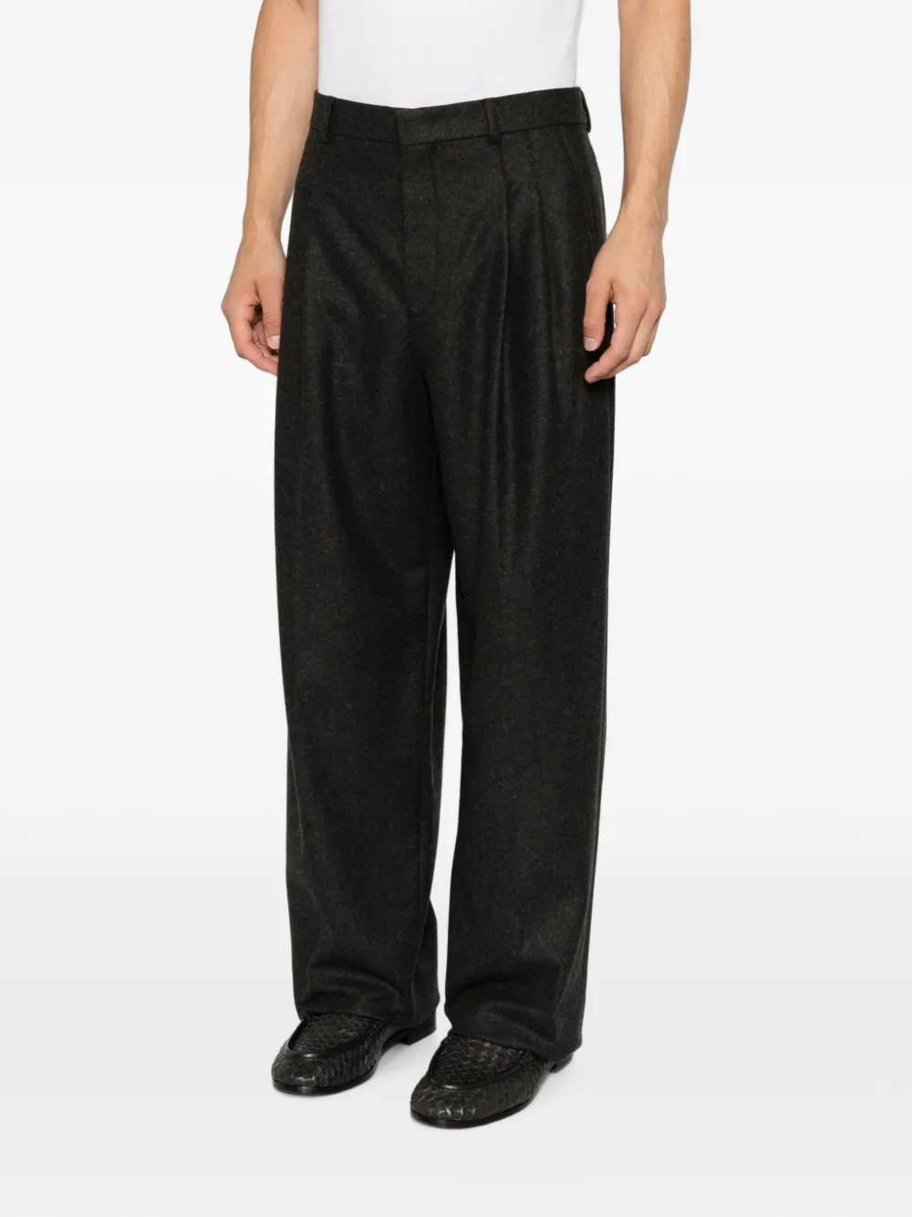 Emporio Armani Plooibroek met wijde pijpen Bruin