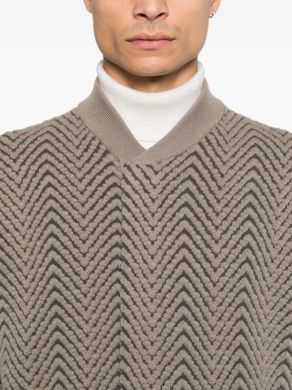 Emporio Armani Lichtgewicht jack met chevron-streep Beige