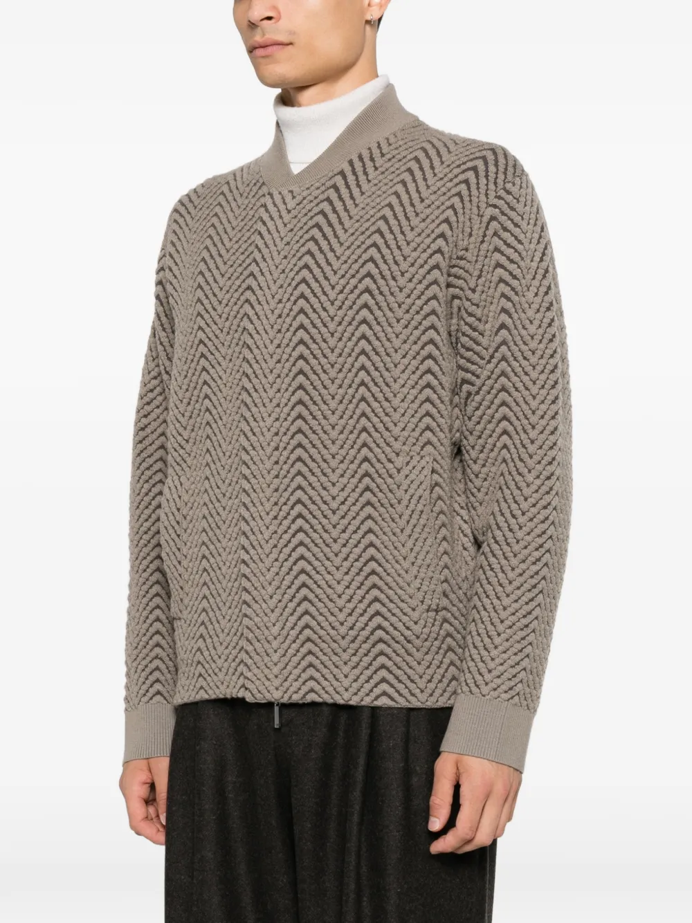 Emporio Armani Lichtgewicht jack met chevron-streep Beige