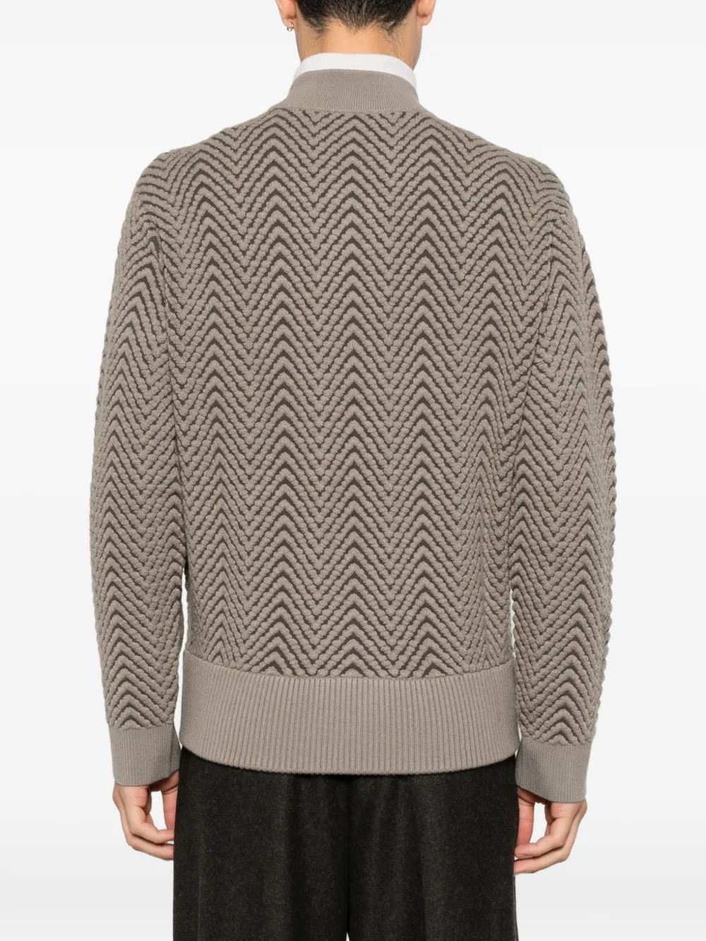 Emporio Armani Lichtgewicht jack met chevron-streep Beige