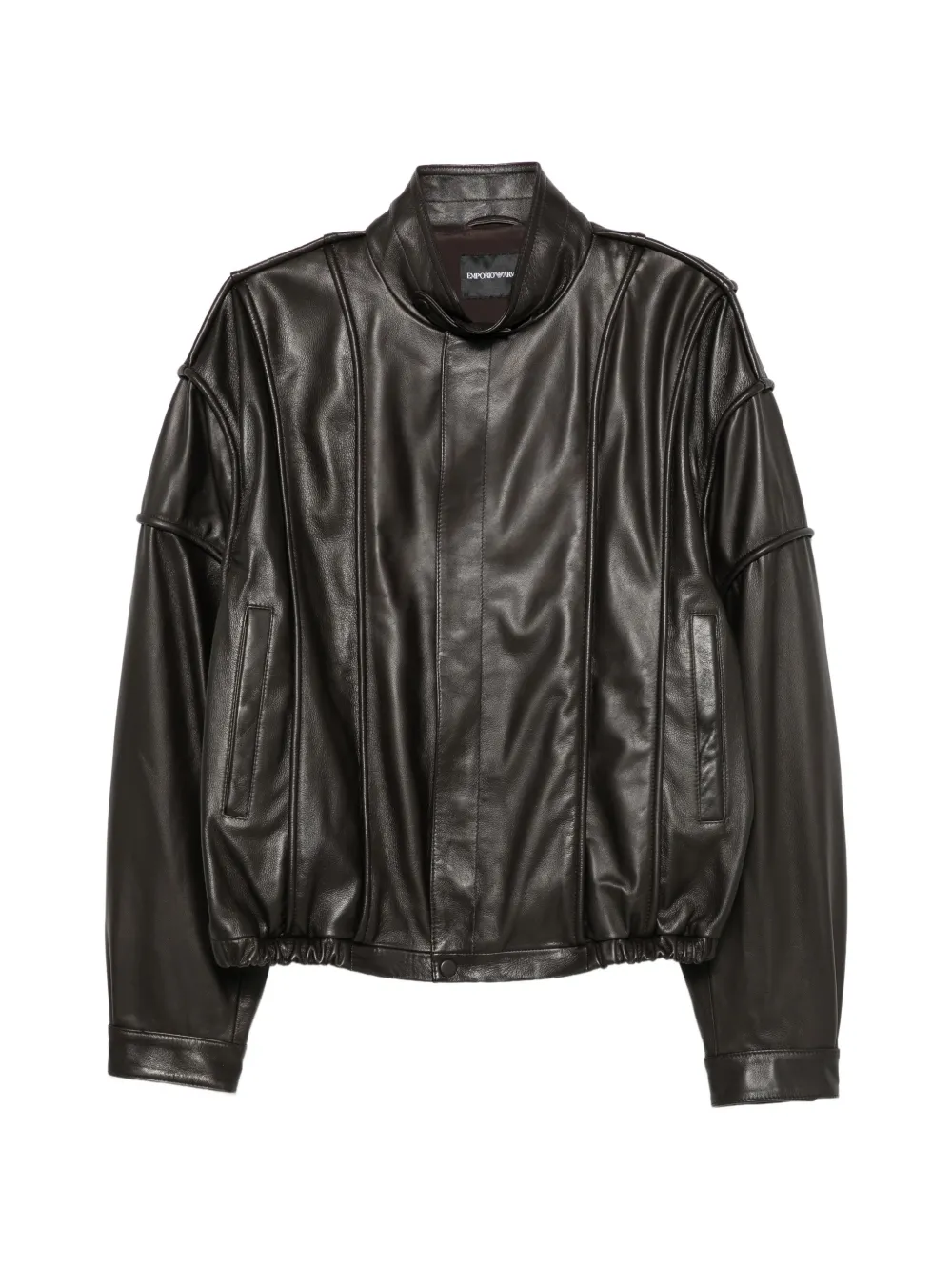 Emporio Armani panelled leather jacket - Marrone