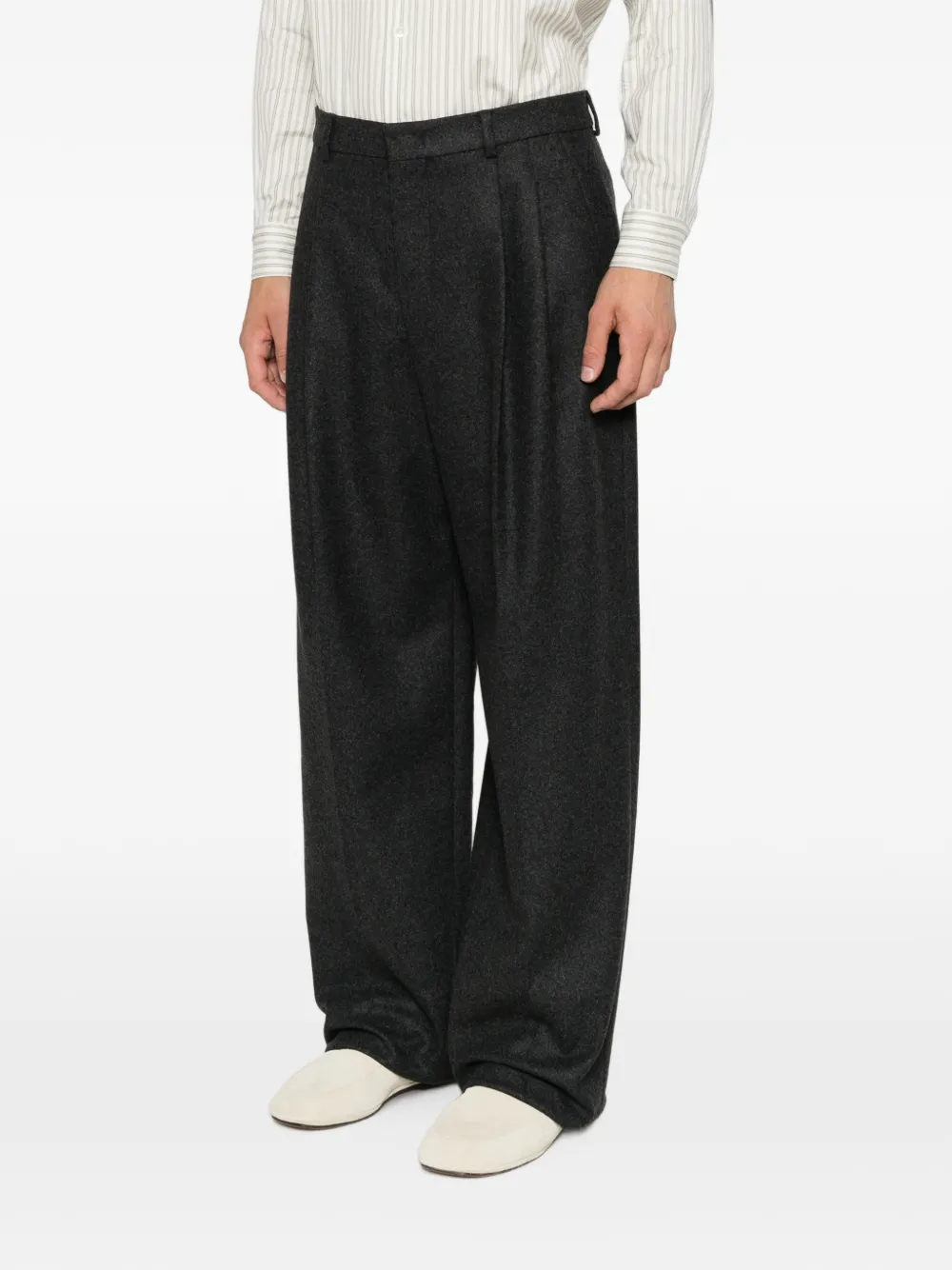 Emporio Armani Plooibroek met wijde pijpen Grijs
