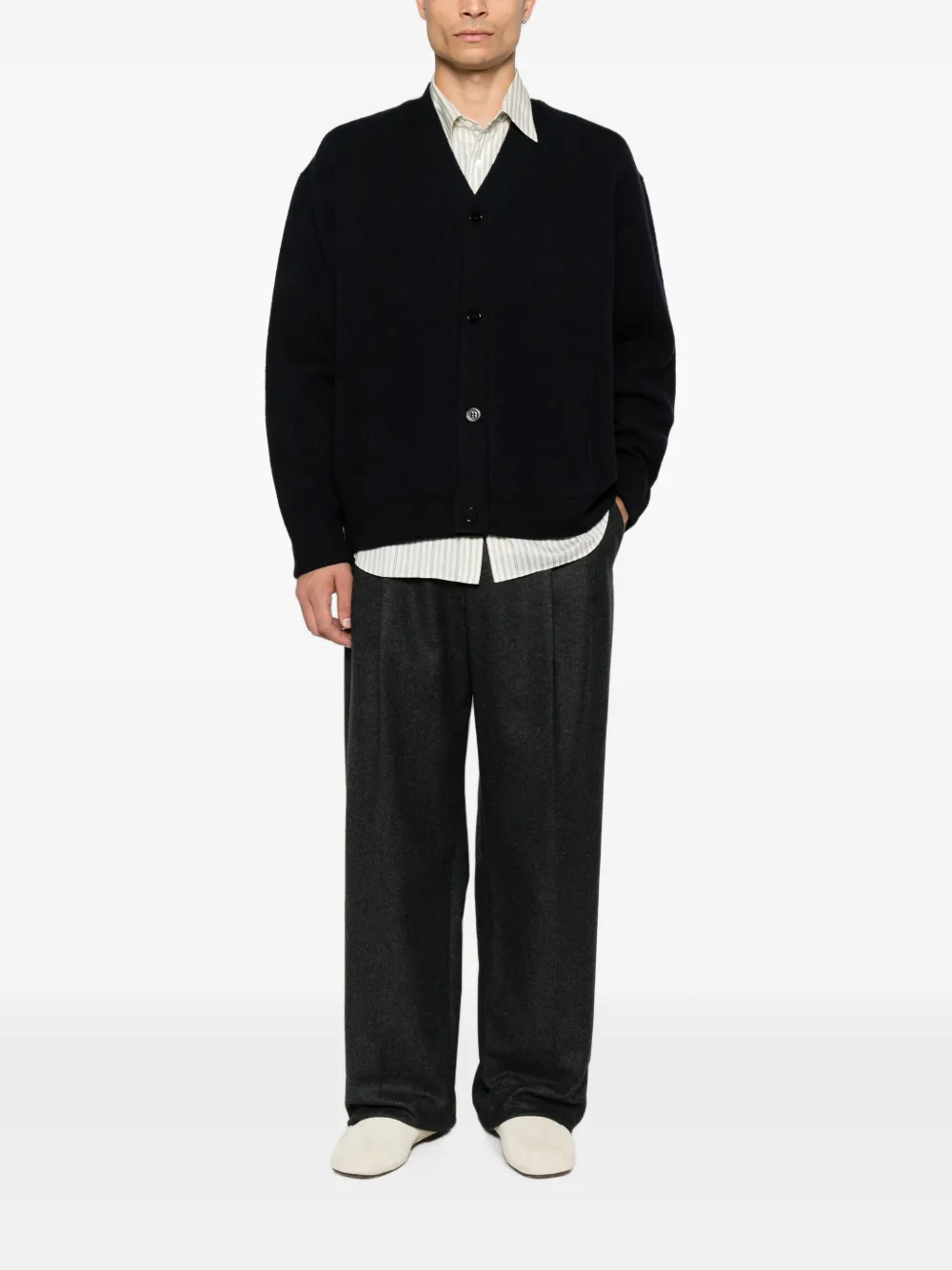 Emporio Armani Plooibroek met wijde pijpen Grijs