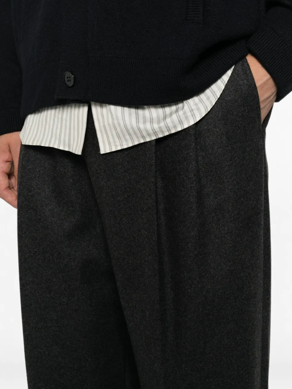 Emporio Armani Plooibroek met wijde pijpen Grijs