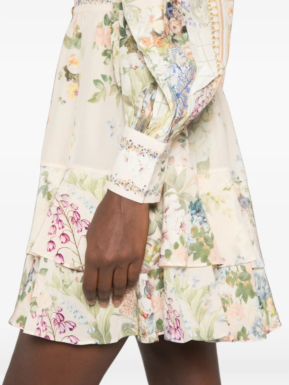 Camilla Gelaagde mini-jurk met bloemenprint Roze