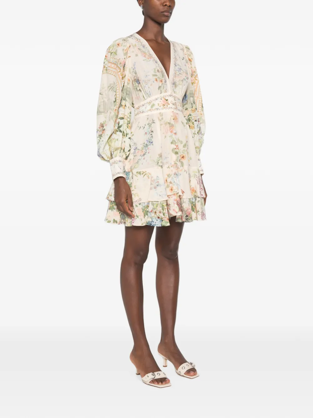 Camilla Gelaagde mini-jurk met bloemenprint Roze