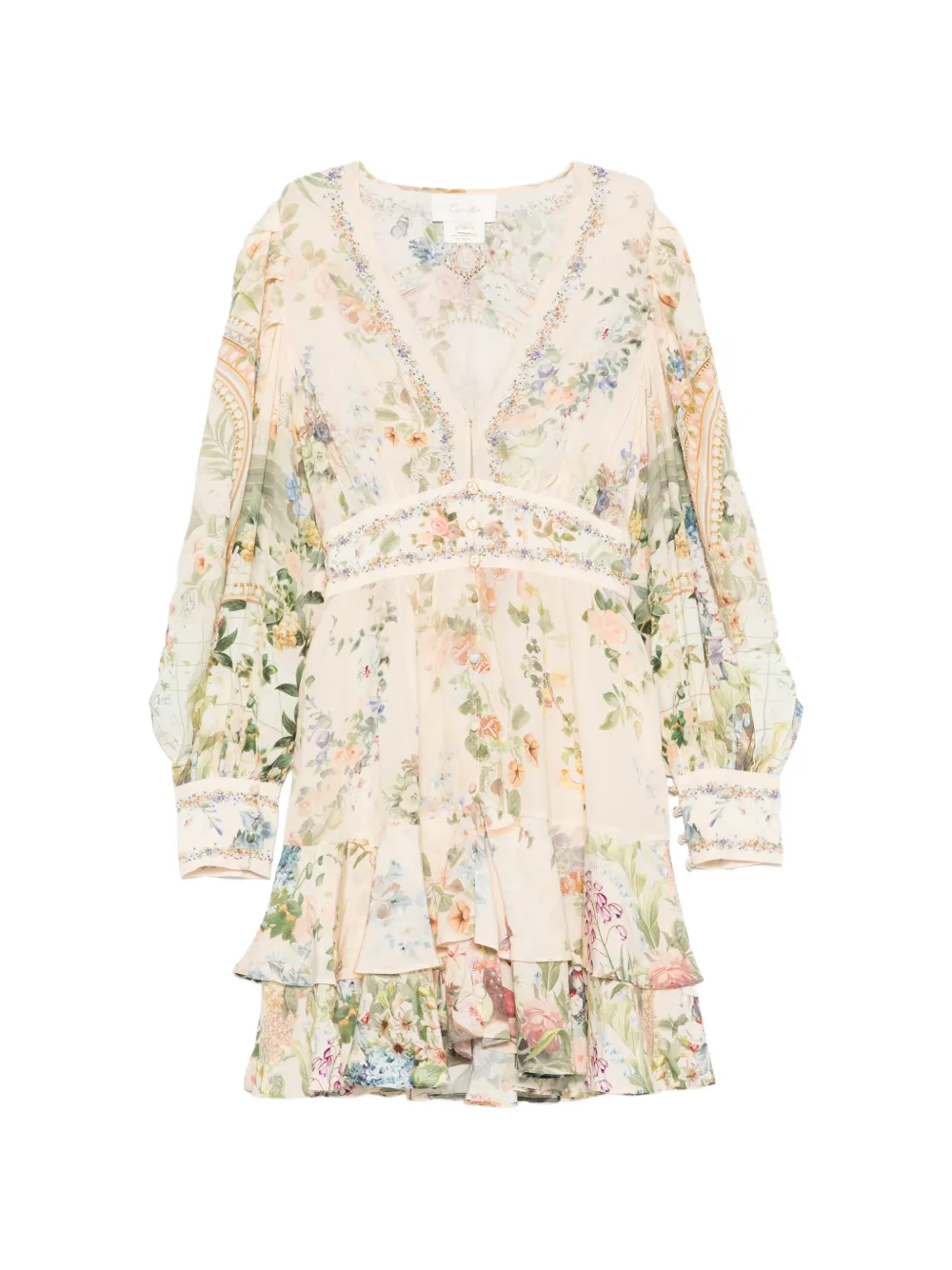 Camilla floral-print tiered mini dress - Rosa