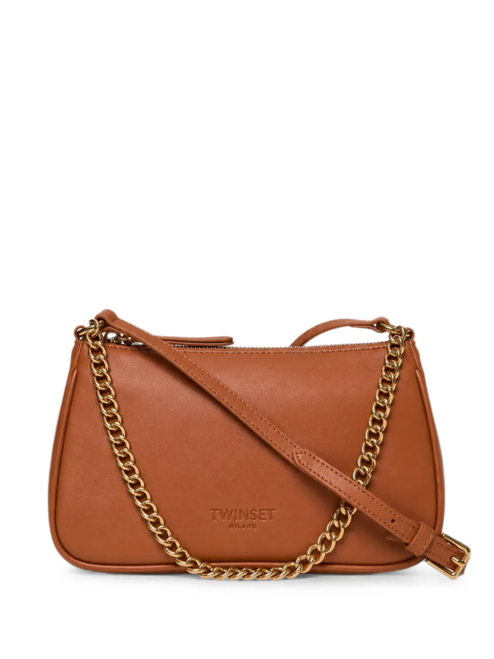 TWINSET logo-debossed chain-link shoulder bag - Braun