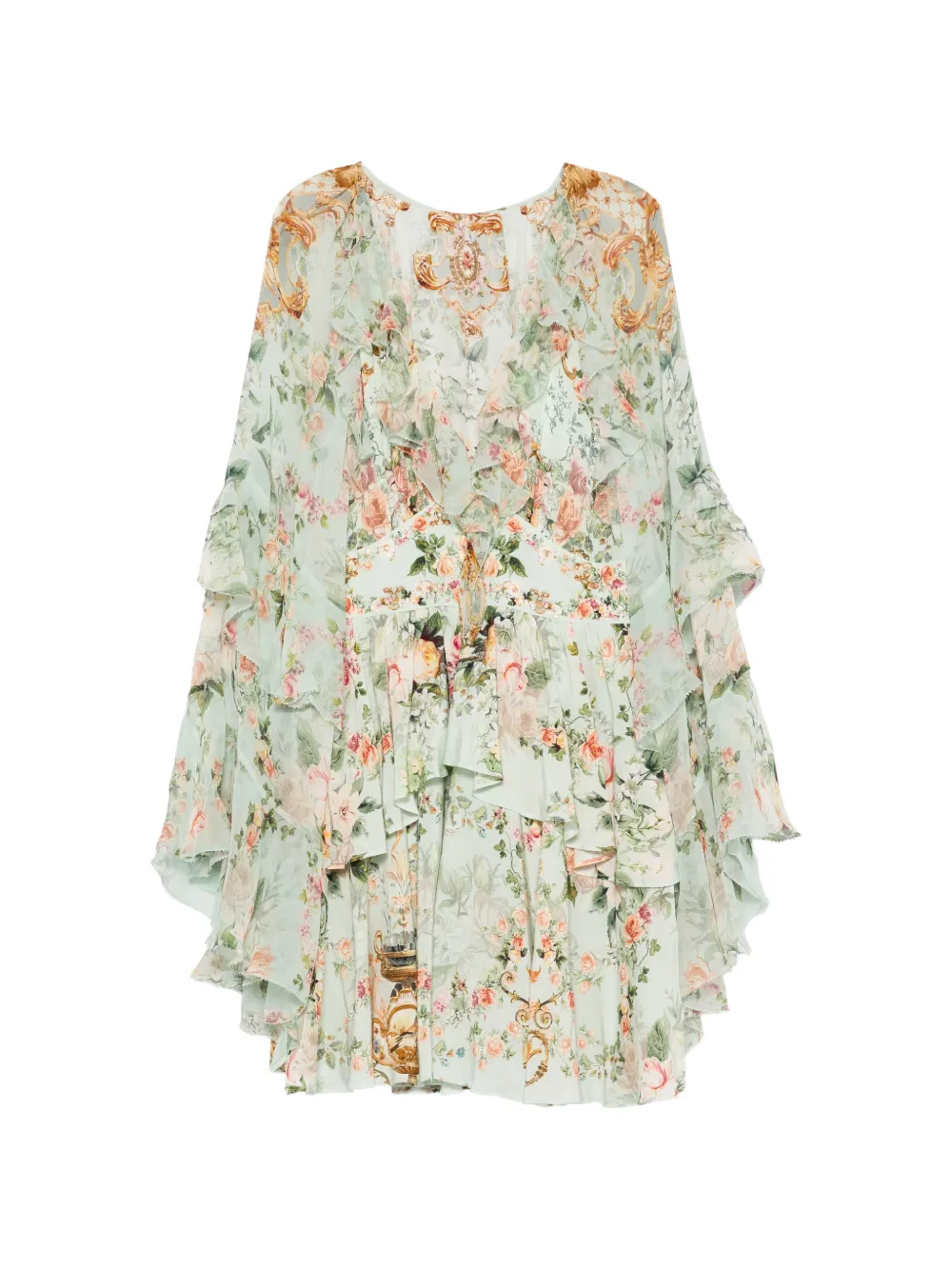 Camilla floral-print ruffled mini dress - Verde