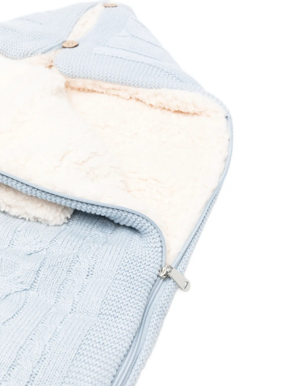 Mayoral Kabelgebreide babydeken met capuchon Blauw