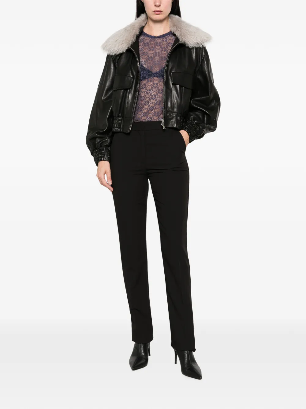 Patrizia Pepe Pantalon met logoplakkaat Zwart