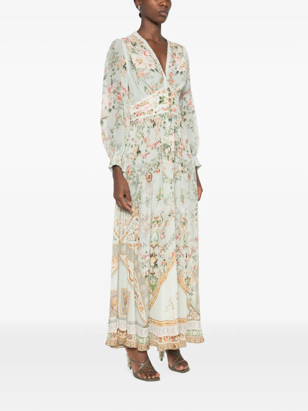 Camilla Maxi-jurk met bloemenprint Groen