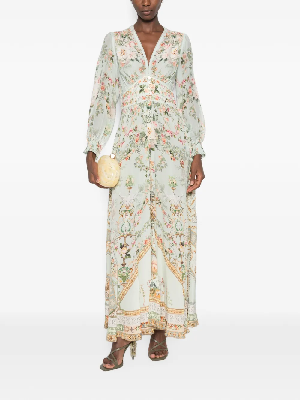 Camilla Maxi-jurk met bloemenprint Groen