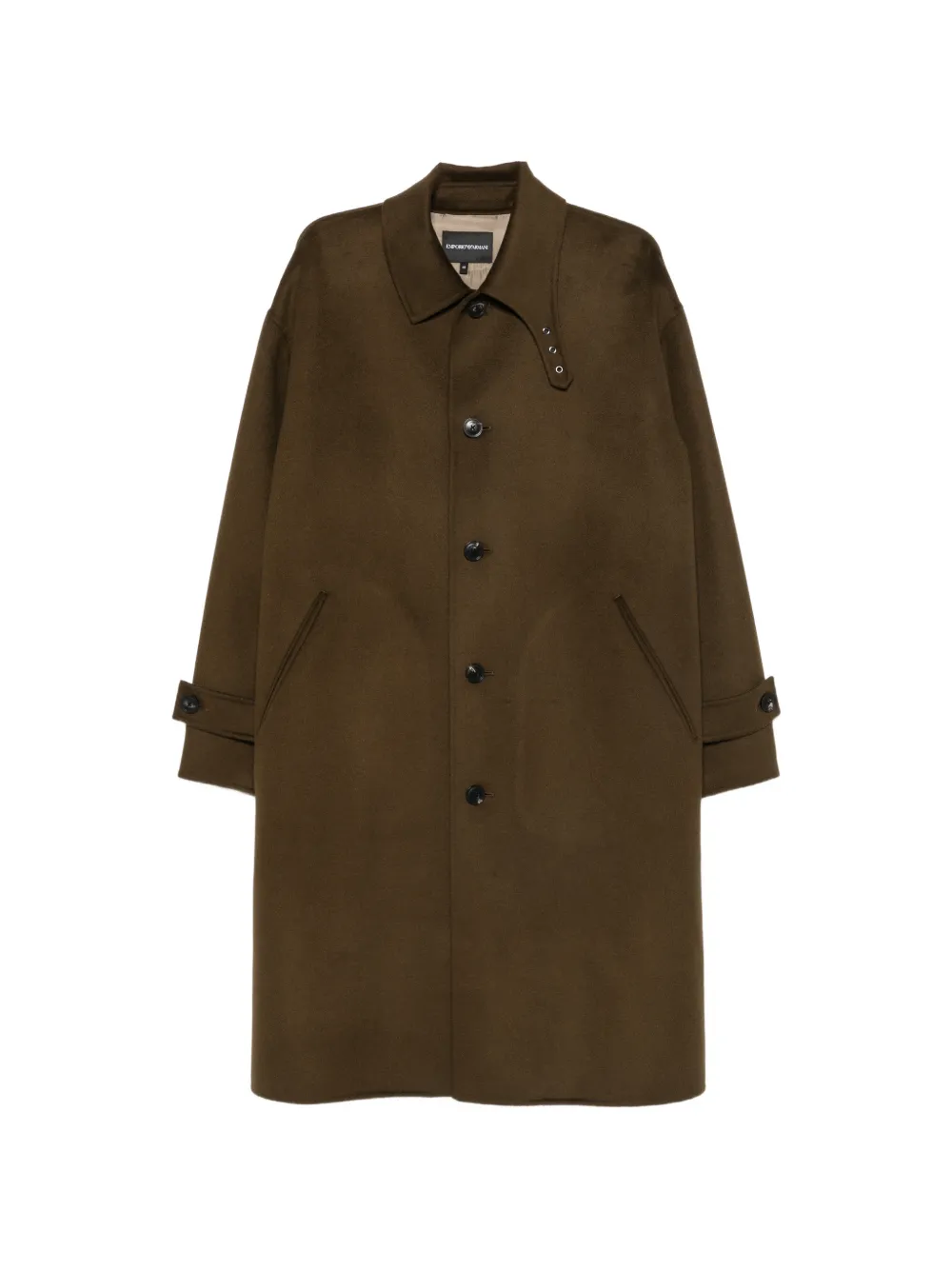 Emporio Armani button-up collared single breasted coat - Marrone
