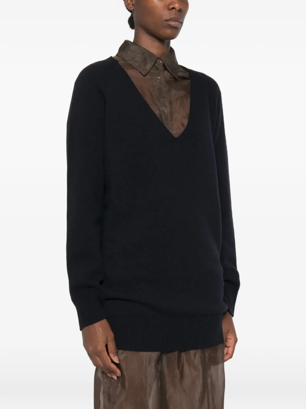 MM6 Maison Margiela Trui met raglan mouwen en V-hals Blauw