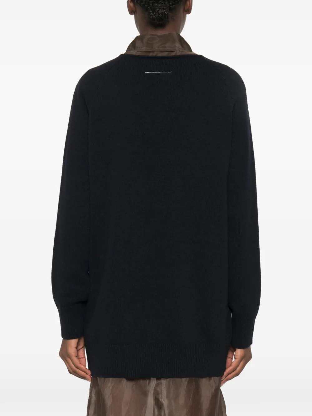 MM6 Maison Margiela Trui met raglan mouwen en V-hals Blauw