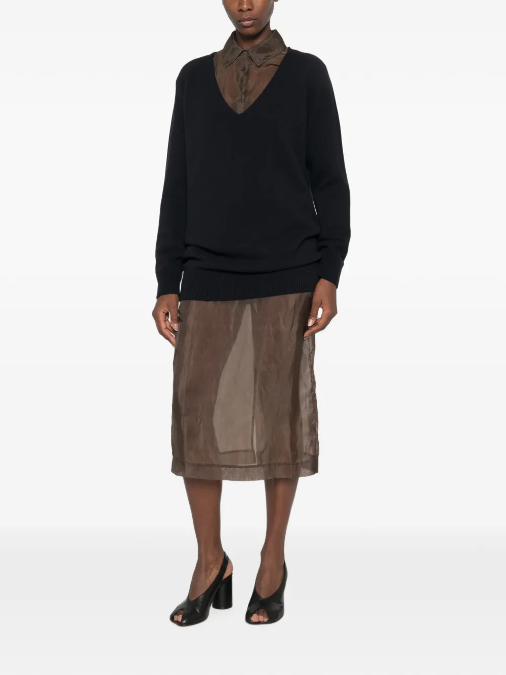 MM6 Maison Margiela Trui met raglan mouwen en V-hals Blauw