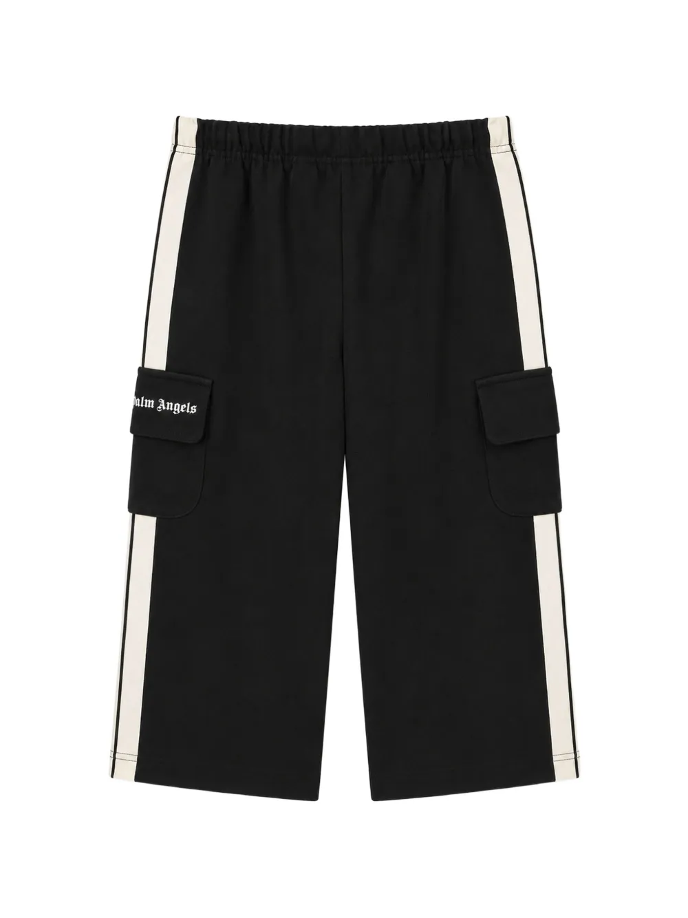 Palm Angels Kids Cargo broek met zijstreep en logoprint Zwart