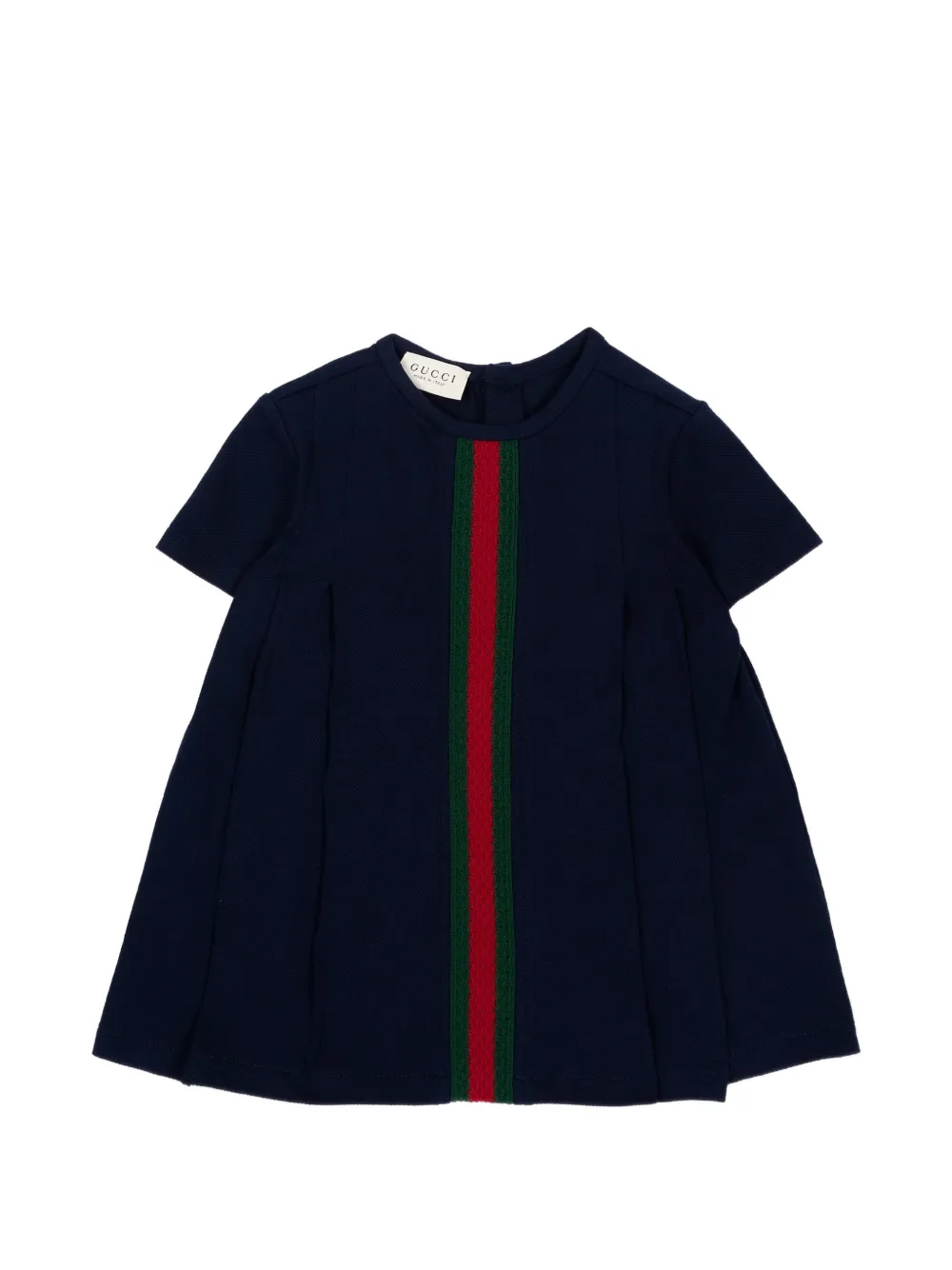 Gucci Kids Geplooide jurk met Web-streep Blauw