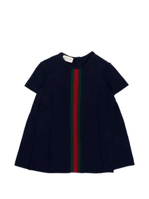 Gucci Kids Web-stripe pleated dress