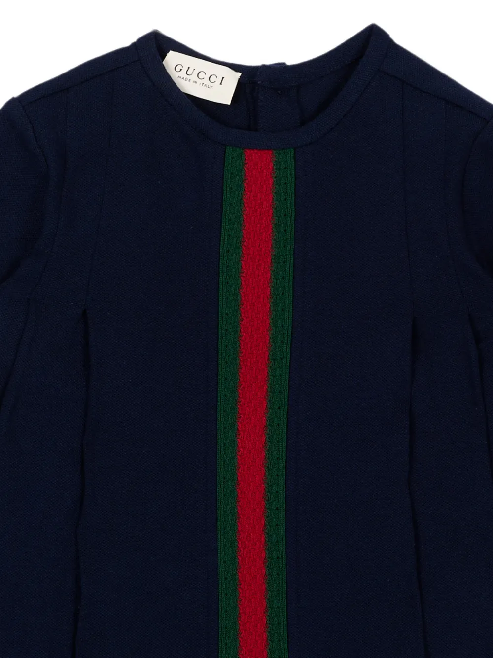 Gucci Kids Geplooide jurk met Web-streep Blauw