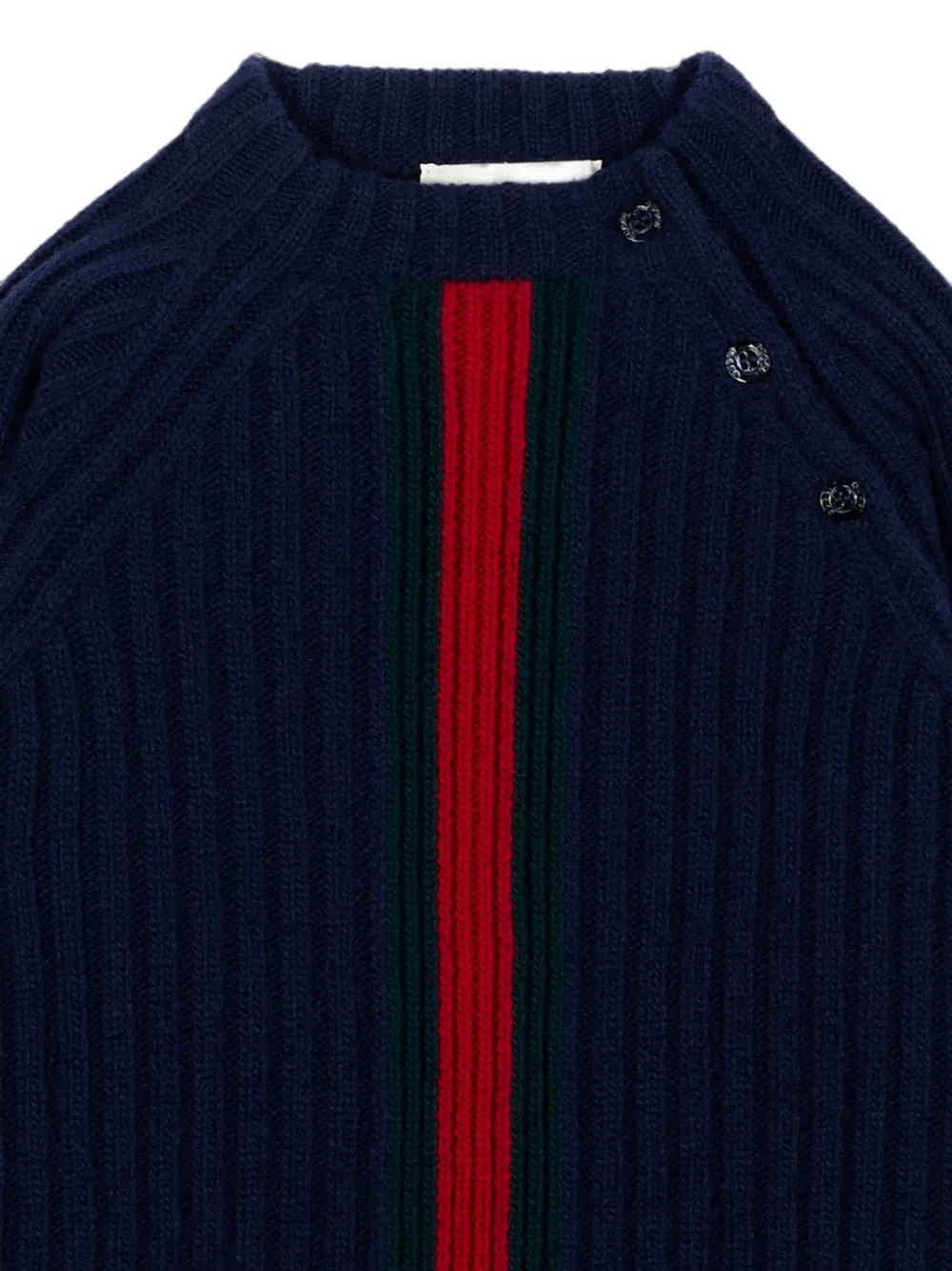Gucci Kids Ribgebreide trui met Web-streep Blauw