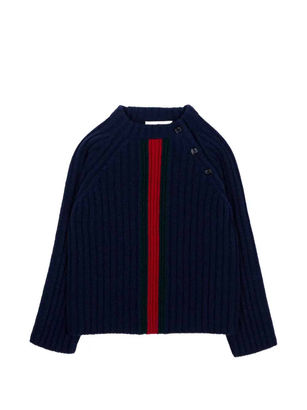 Gucci Kids Web-stripe ribbed-knit sweater - Blau