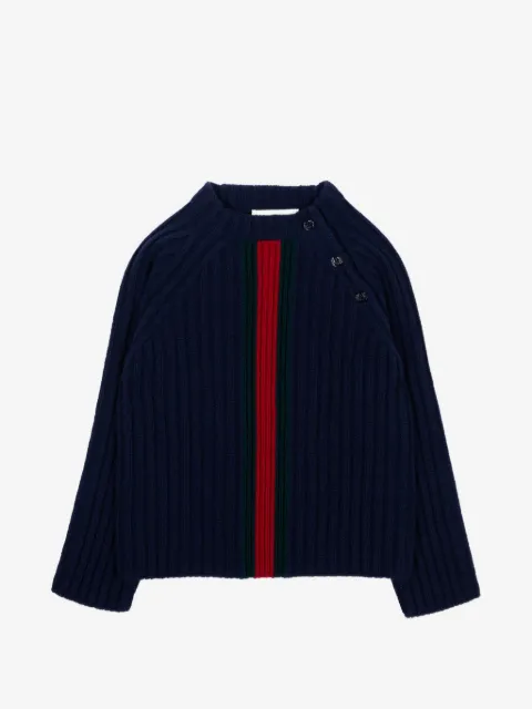 Gucci Kids Web-stripe ribbed-knit sweater